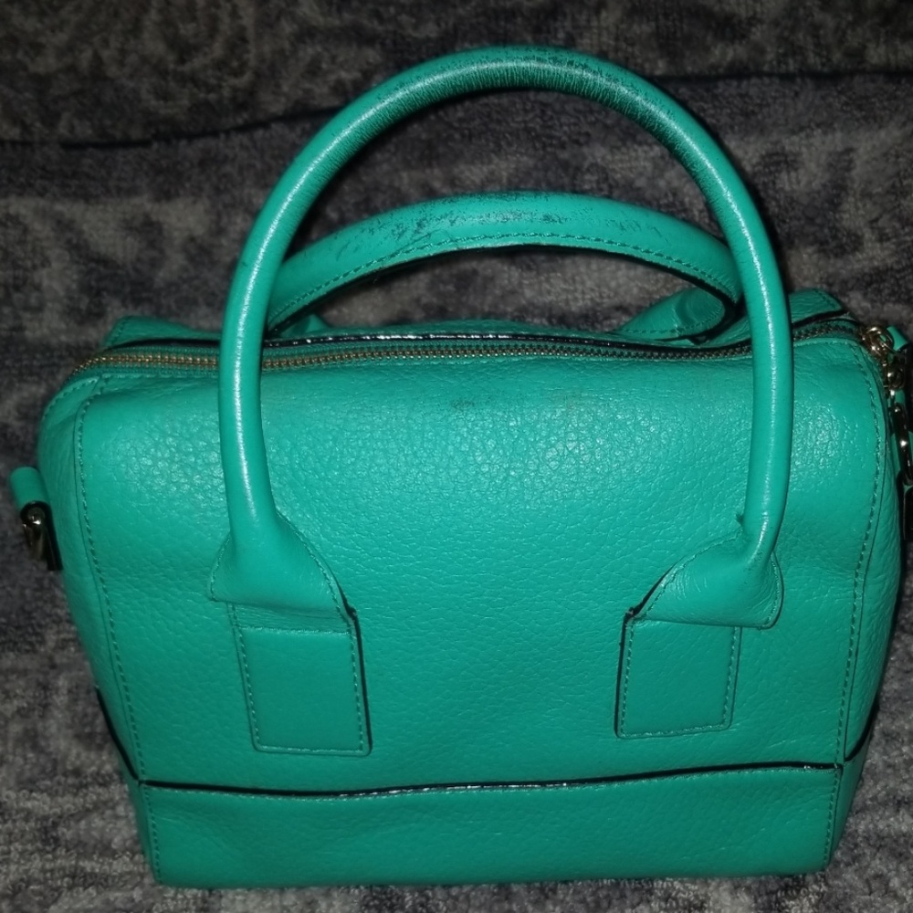 KATE SPADE TEAL LEATHER SATCHEL PURSE POCKETBOOK - Picture 3 of 8
